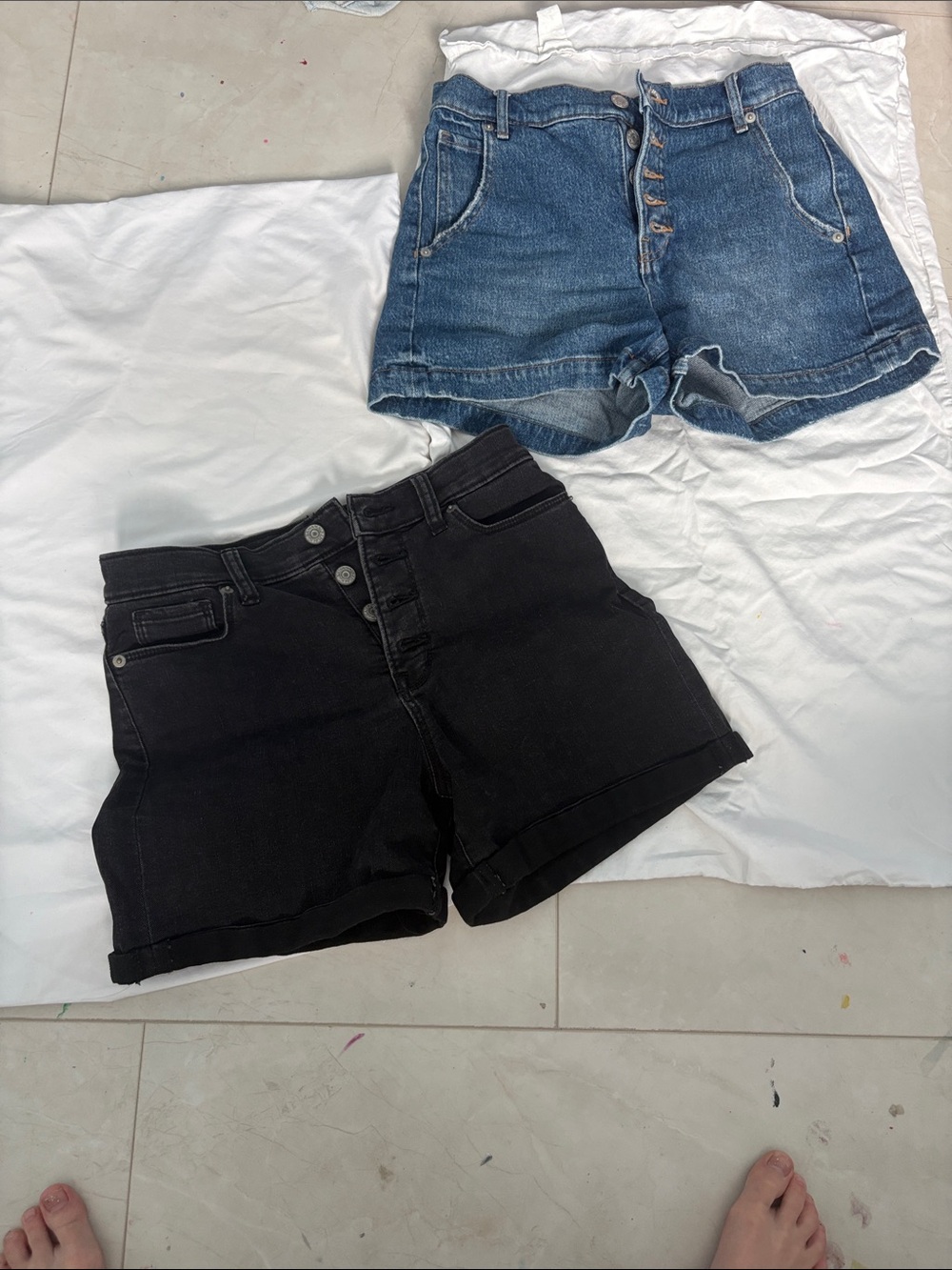 Banana Republic Black and blue High-Rise Denim Shorts - bundle of 2
